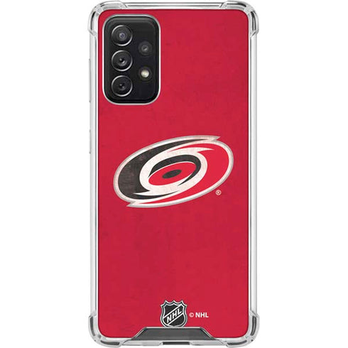 NHL Carolina Hurricanes Distressed Galaxy A72 5G Clear Case